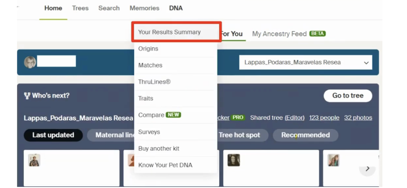 Step 2 - Navigate to DNA Results